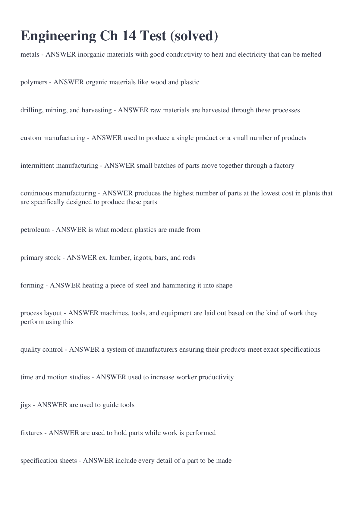 Preview image for Engineering Ch 14 Test (solved)